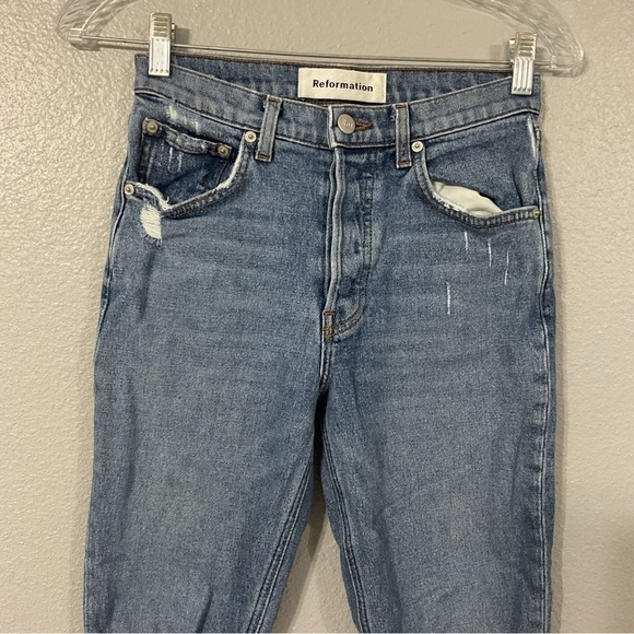 Reformation Serena High Skinny Crop Jeans Lanai destroyed Size 24 - Picture 3 of 10